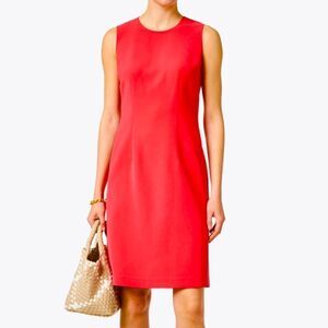 LAFAYETTE 148 Red Sheath Crew Neck Office Dress